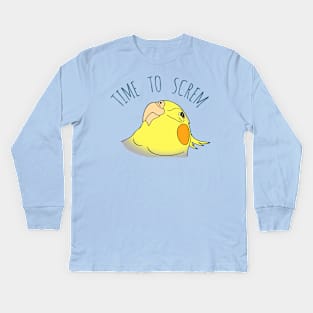 time to screm - cockatiel Kids Long Sleeve T-Shirt